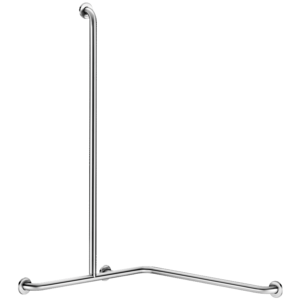 2-Wand-Duschhandlauf mit vertikaler Stange, Edelstahl satiniert