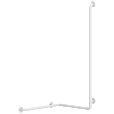 2-Wand-Duschhandlauf mit vertikaler Stange, Nylon antibakteriell weiß