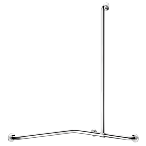 2-Wand-Duschhandlauf mit verstellbarer vertikaler Stange, glänzend