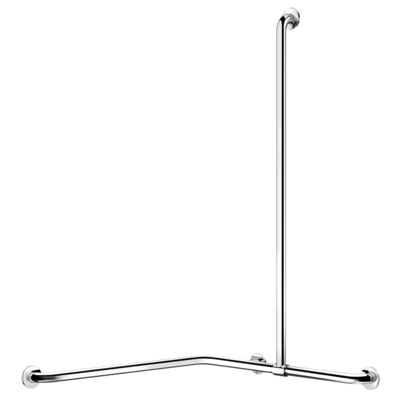 2-Wand-Duschhandlauf mit verstellbarer vertikaler Stange, glänzend