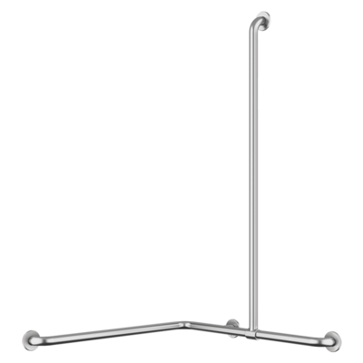 2-Wand-Duschhandlauf mit verstellbarer vertikaler Stange, satiniert