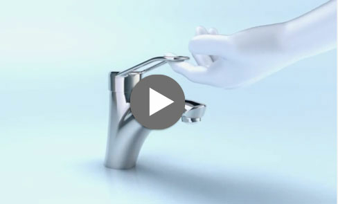 Ergonomie: Waschtisch-Mischbatterie mit Hygienehebel für handkontaktfreie Betätigung