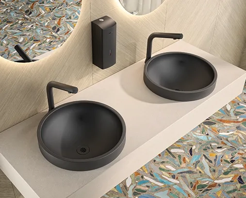 Aufsatzbecken RAVA in schwarz, nachhaltiges und anspruchsvolles Design